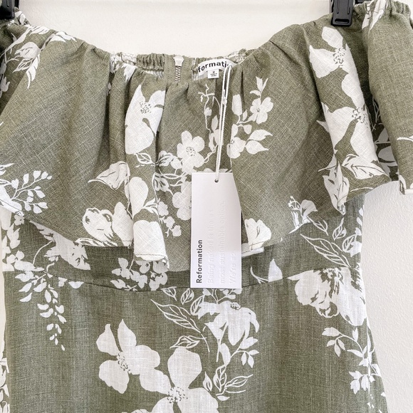 Reformation Baela Floral Midi Dress in Willow 2 NWT - Picture 6 of 13